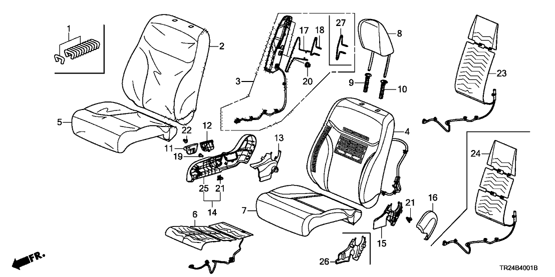 New 2012 Fits Honda Civic Cover, Right Front Seat Cushion Trim (Warm Gray), Part # 81131-TR2-A01ZB