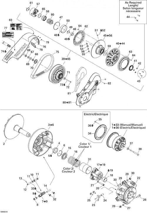Fits 2005-2007 Ski-Doo Mach Z 1000 SDI / Mach Z 1000 SDI Adrenaline & X Models Slidding Flange Ass'y Includes 45 To 56, OEM Part # 417127040
