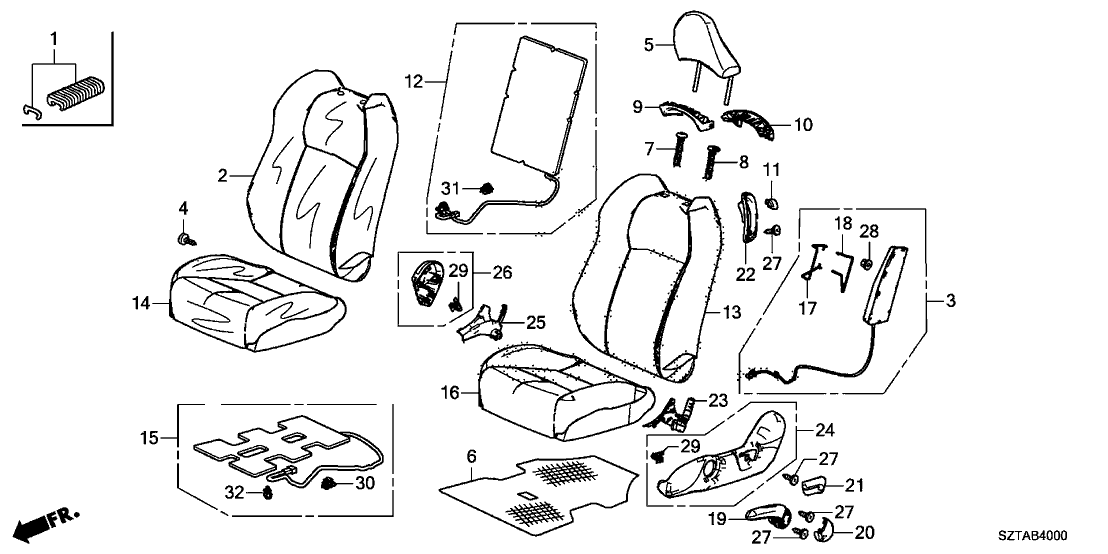 Honda New 2016 Fits Honda CR-Z Left Front Seat Cushion Pad, Part # 81537-SZT-G02