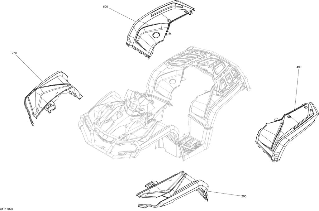 Fits 2015-2018 Can-Am Atvs Brushed Aluminium LH Rear Fender Kit, OEM Part # 715002624