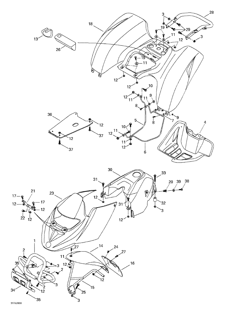 Fits 2000-2007 Can-Am Atvs LH Front Mudguard, OEM Part # 705000096
