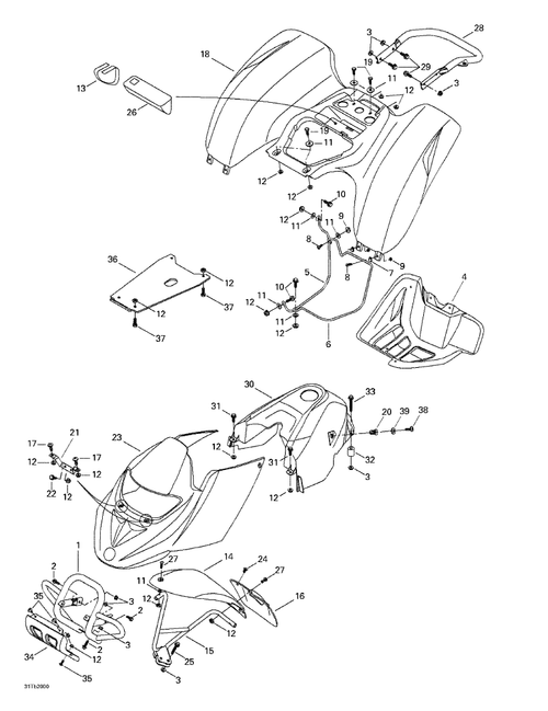 Fits 2000-2007 Can-Am Atvs LH Front Mudguard, OEM Part # 705000096