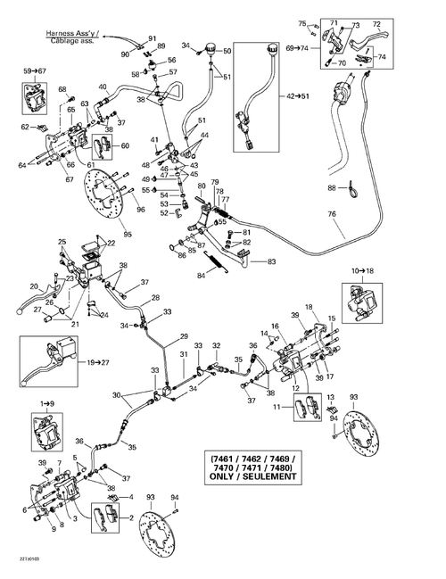 Fits 2001-2003 Sea-Doo Watercraft Brake Line, OEM Part # 705601392