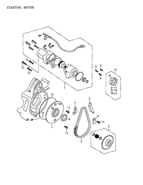 Fits 2002-2005 Can-Am Mini DS 90 4-strokes / Quest 90 4-strokes Starter Clutch Ass Y, OEM Part # A28410152000