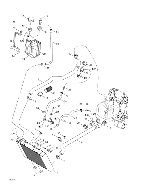 Fits 2003-2007 Can-Am Rally / Rally 175 Inlet Radiator Hose, OEM Part # 709200066