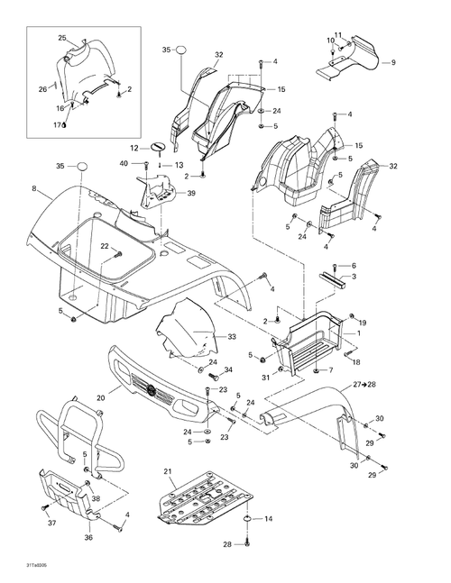 Fits 2000-2005 Can-Am Atvs LH Tank Protector, OEM Part # 705000133
