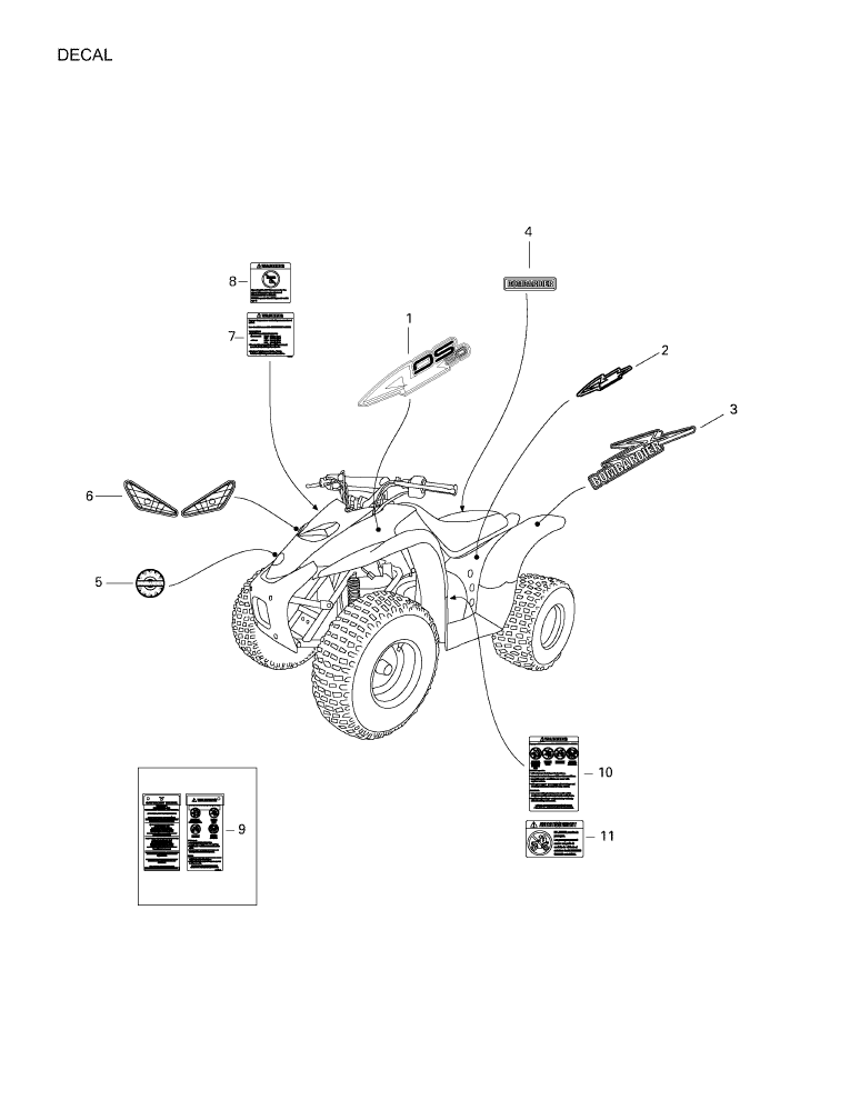 Fits 2002-2003 Can-Am Mini DS 90 2-strokes Down Right Sticker, OEM Part # 704900315