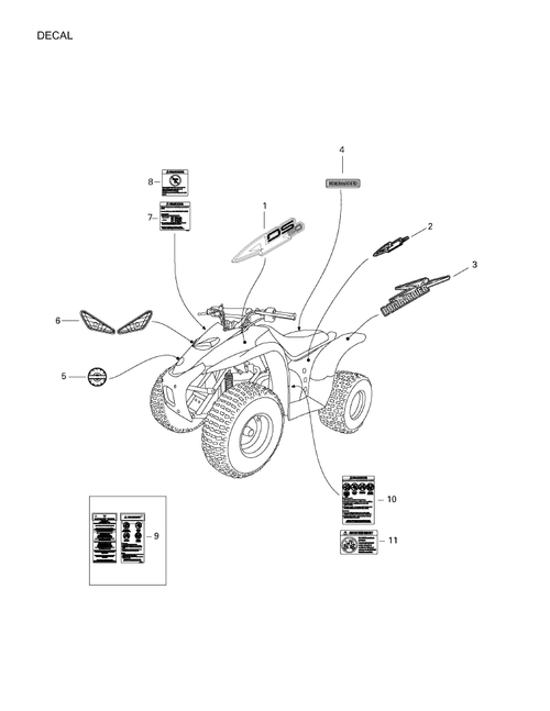 Fits 2002-2003 Can-Am Mini DS 90 2-strokes Down Right Sticker, OEM Part # 704900315
