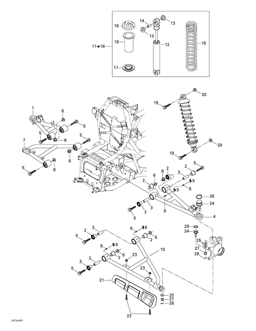 Fits 2004-2005 Can-Am Atvs RH Lower Arm, Black, OEM Part # 706200360