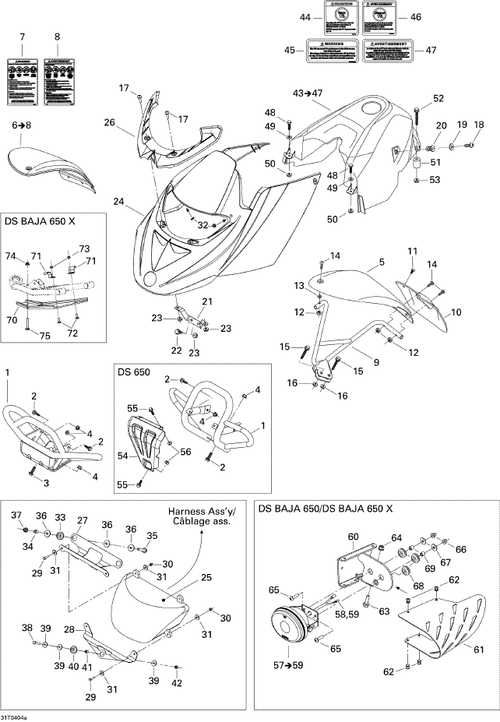 Fits 2004-2007 Can-Am DS 650 X / DS 650/DS 650 Baja/X / DS 650/DS 650 X Headlamp, OEM Part # 715900644