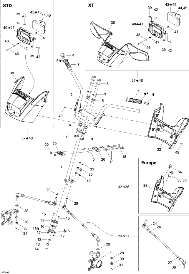 Fits 2005 Can-Am Atvs Handle Bar, OEM Part # 709400300
