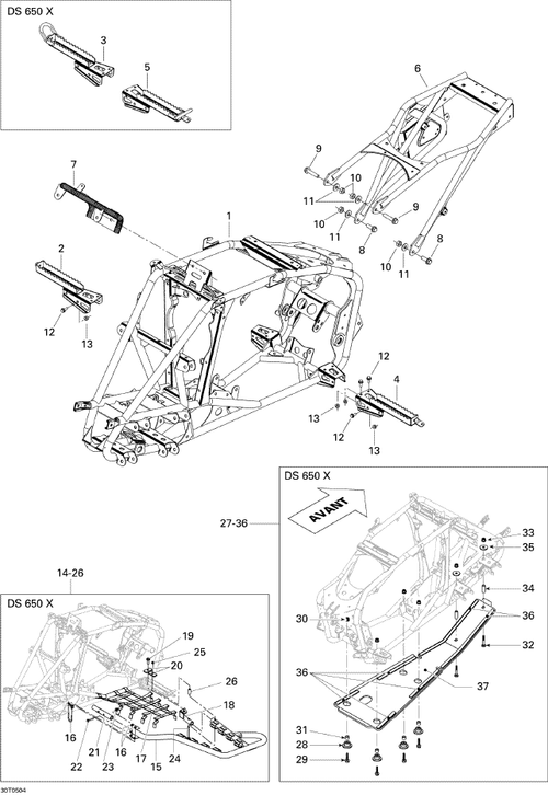 Fits 2005-2007 Can-Am DS 650 X / DS 650/DS 650 X Support, OEM Part # 705001142