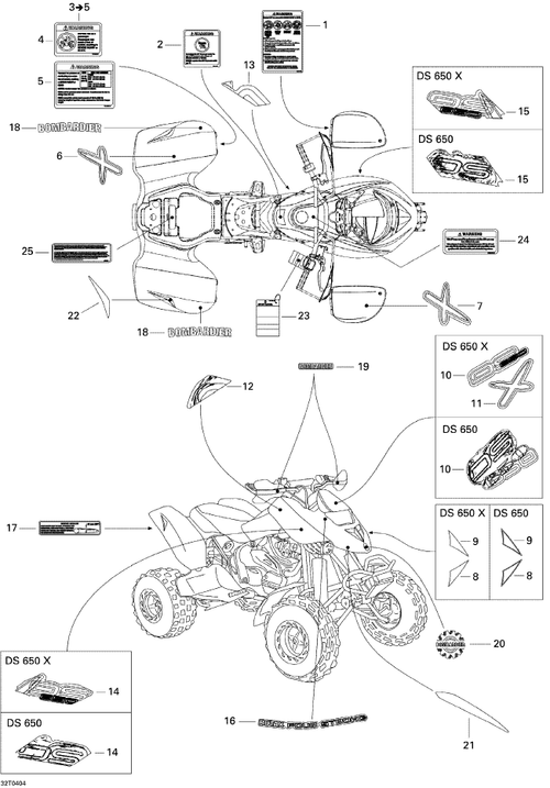 Fits 2005-2007 Can-Am DS 650 X / DS 650/DS 650 X LH Side Decal, OEM Part # 704900794