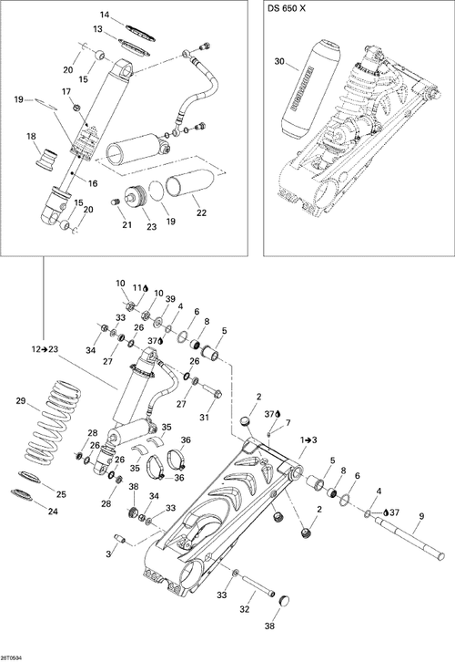 Fits 2004-2007 Can-Am DS 650 X / DS 650/DS 650 Baja/X / DS 650/DS 650 X Circlip 25.3 Mm, OEM Part # 706000191