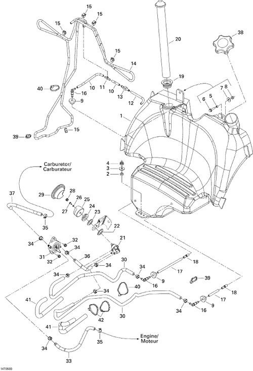 Fits 2005 Can-Am Atvs Gas Hose, OEM Part # 709000104