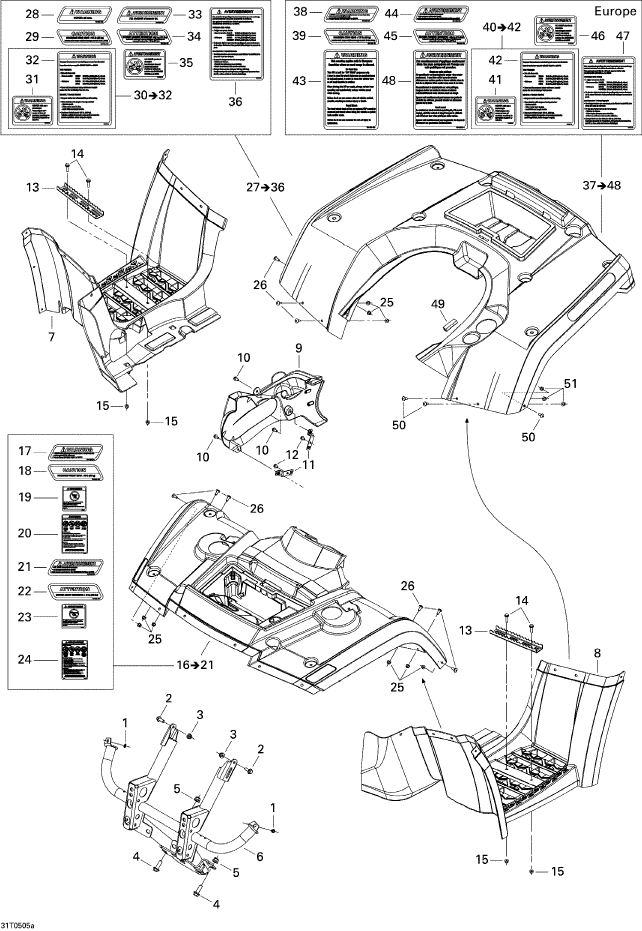 Fits 2005 Can-Am Outlander 330/400 STD 2 X 4 / Outlander 330/400 STD 4 X 4 / Outlander 400 XT 4 X 4 Warning Decal, Public Roads Use, OEM Part # 704900911