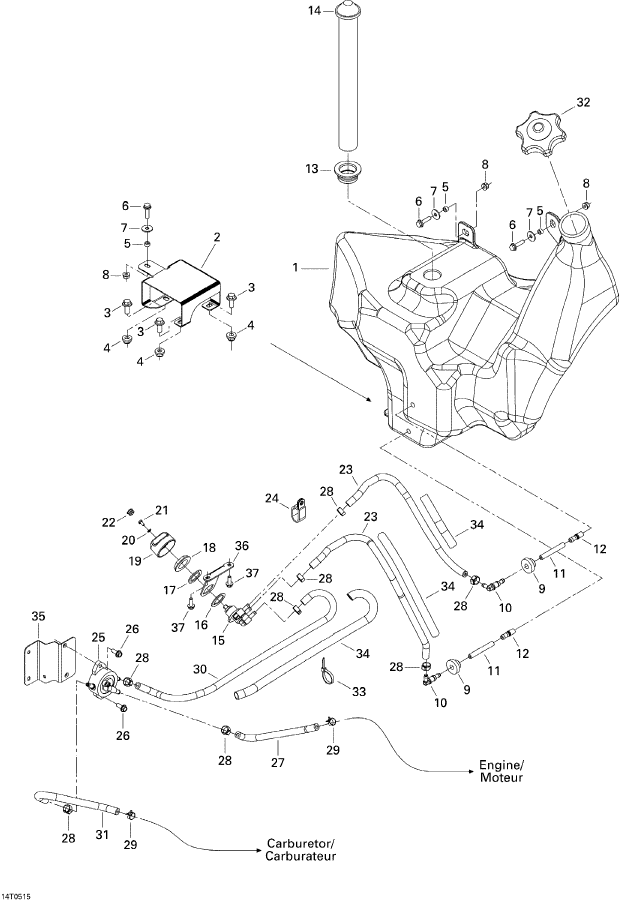 Fits 2005 Can-Am Atvs Gas Hose, OEM Part # 709000104
