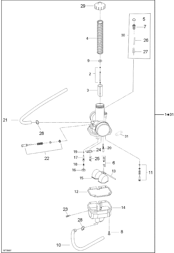 Fits 2003-2007 Can-Am Rally / Rally 175 Hose, OEM Part # 707200212