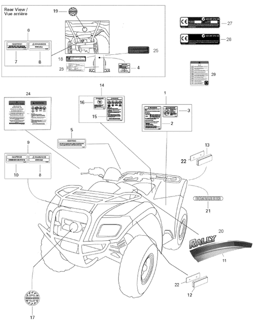 Fits 2005-2007 Can-Am Rally 175 Warning Decal, Utility, OEM Part # A87761179000