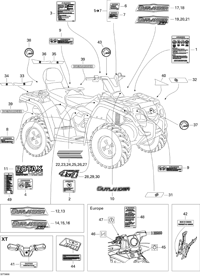 Fits 2006 Can-Am Outlander MAX 400 STD 4 X 4 LH Decal, OEM Part # 704901017