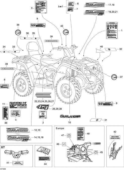 Fits 2006 Can-Am Outlander MAX 400 STD 4 X 4 LH Decal, OEM Part # 704901017
