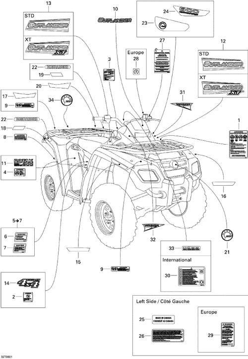 Fits 2006 Can-Am Atvs Warning Decal, Tire Pressure, OEM Part # 704901118