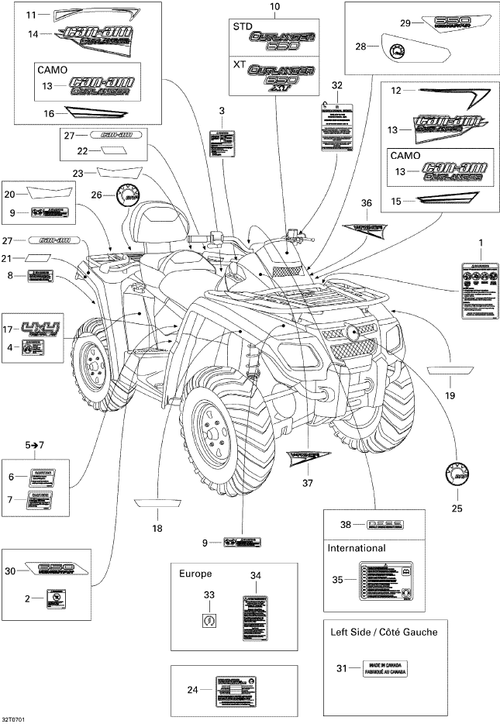 Fits 2006-2008 Can-Am Atvs Cvt 650 Decal, OEM Part # 704901202
