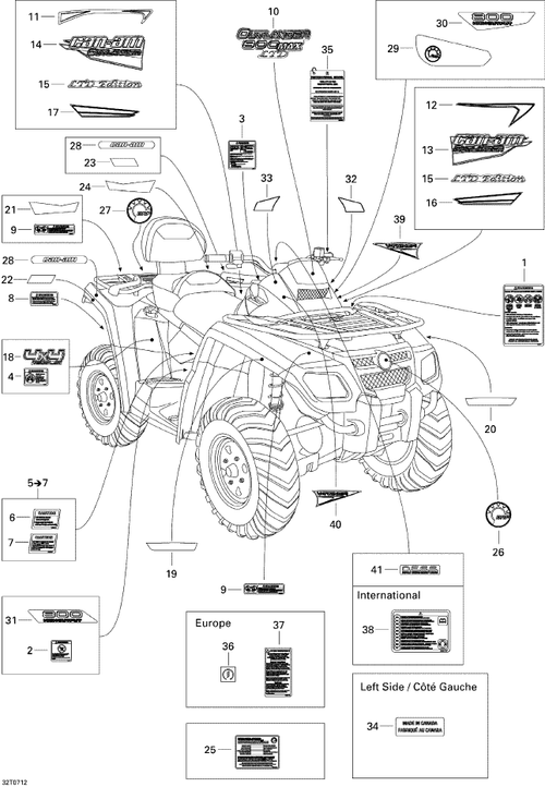 Fits 2007-2008 Can-Am Outlander MAX 800 LTD / Outlander MAX 800 LTD 4 X 4 LH Pod Side Decal, OEM Part # 704901259