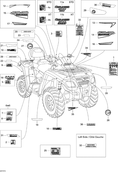 Fits 2007-2008 Can-Am Outlander MAX 500 STD / Outlander MAX 500 STD 4 X 4 Pod 500 Max Decal, OEM Part # 704901324