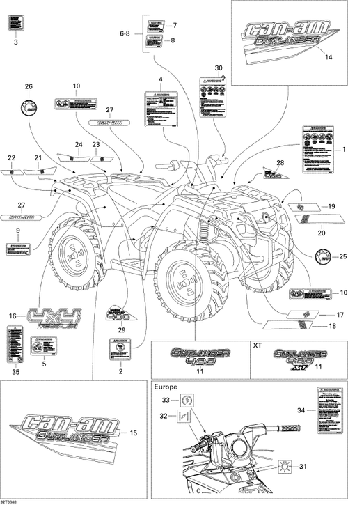 Fits 2007-2008 Can-Am Atvs Engine Cover Decal, OEM Part # 704901221