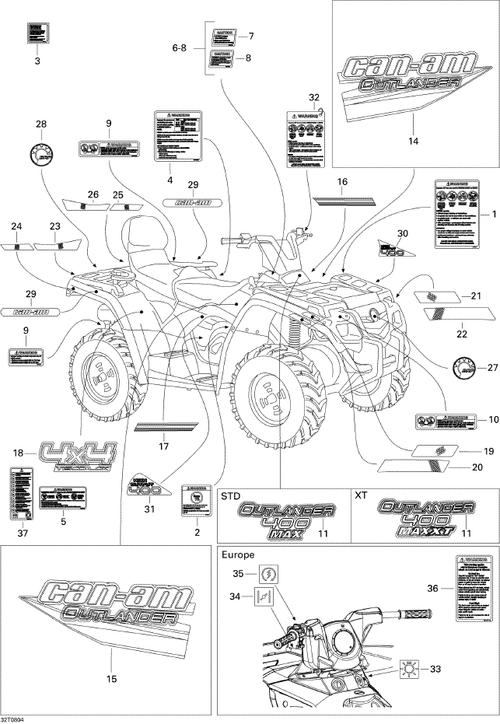Fits 2007-2008 Can-Am Atvs Console Decal, OEM Part # 704901214