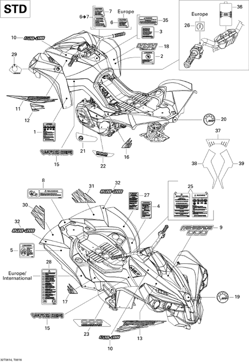 Fits 2007-2008 Ski-Doo Renegade 800 / Renegade 800 EFI Console Decal, Renegade 800, OEM Part # 704901296