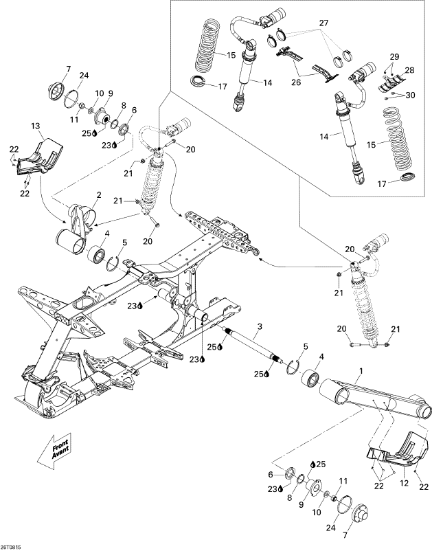 Fits 2008-2011 Ski-Doo Snowmobiles Rear Shock, OEM Part # 706000776