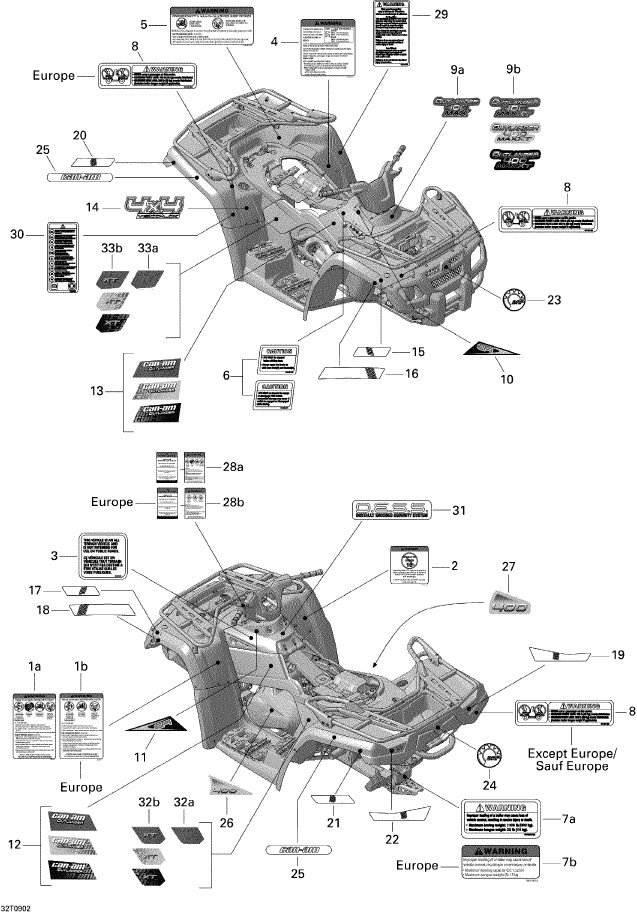 Fits 2009 Can-Am Outlander 400 EFI / Outlander Max 400 EFI RH Decal, OEM Part # 704901707