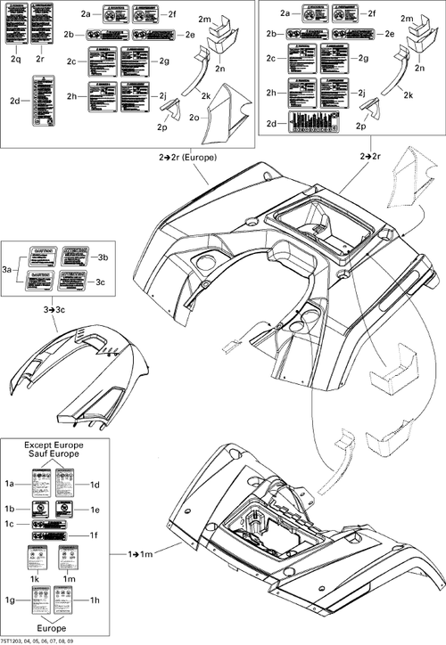 Fits 2003-2013 Ski-Doo Snowmobiles Warning Decal, Public Roads Use, OEM Part # 704901444
