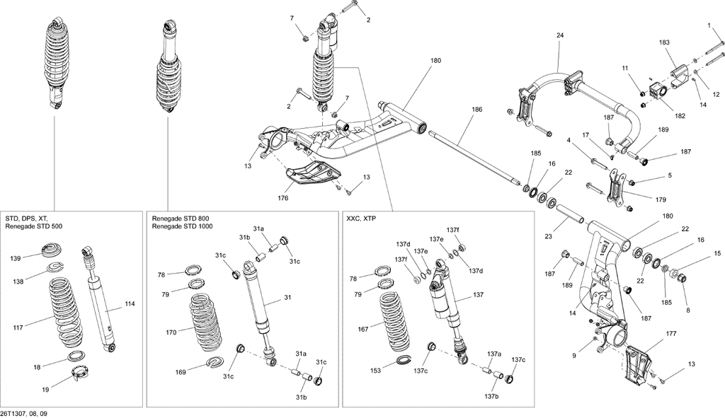 Fits 2012-2013 Ski-Doo Snowmobiles Rear Shock, OEM Part # 706000868