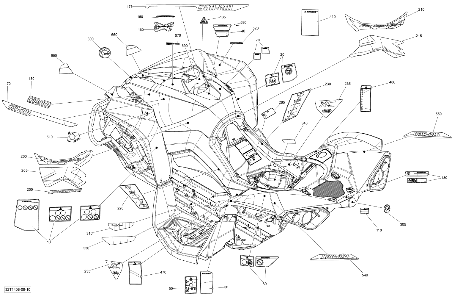 Fits 2013-2015 Ski-Doo Snowmobiles RH Side Decal, Bottom X, OEM Part # 704903076