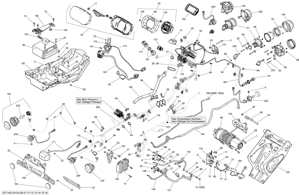 Fits 2014 Can-Am Outlander 1000EFI XMR Compressor Harness, OEM Part # 710003650