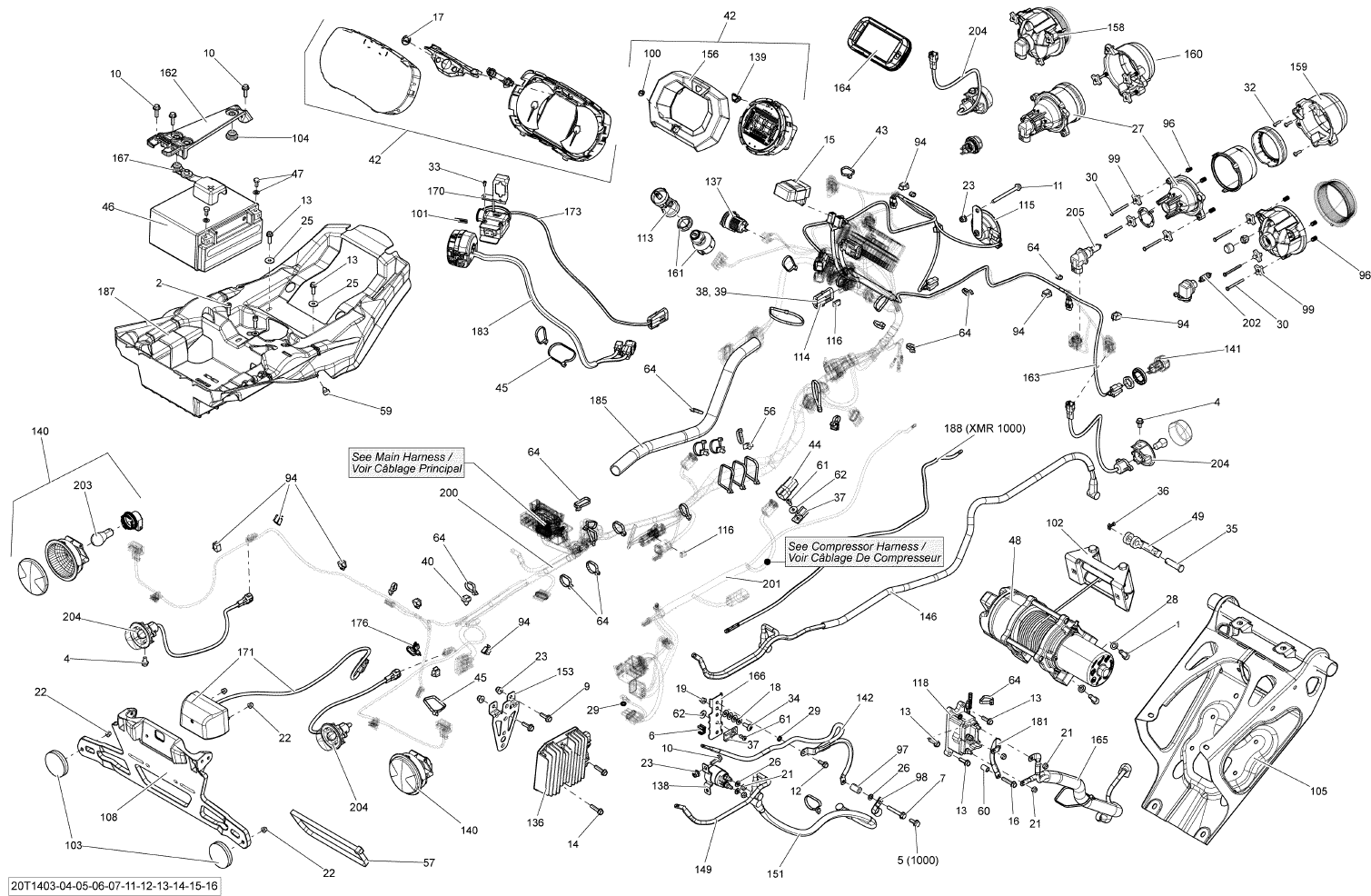 Fits 2014 Can-Am Outlander 1000EFI XMR Compressor Harness, OEM Part # 710003650