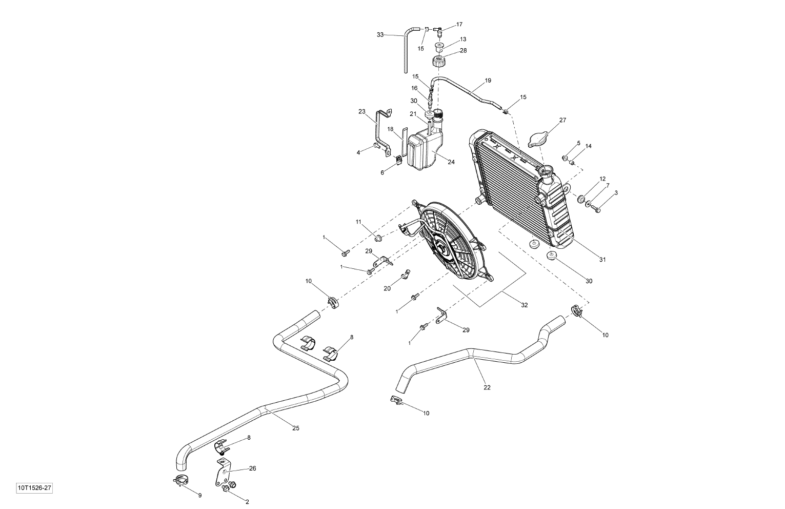 Fits 2008-2015 Can-Am Atvs Hose Outlet Radiator, OEM Part # 709200198