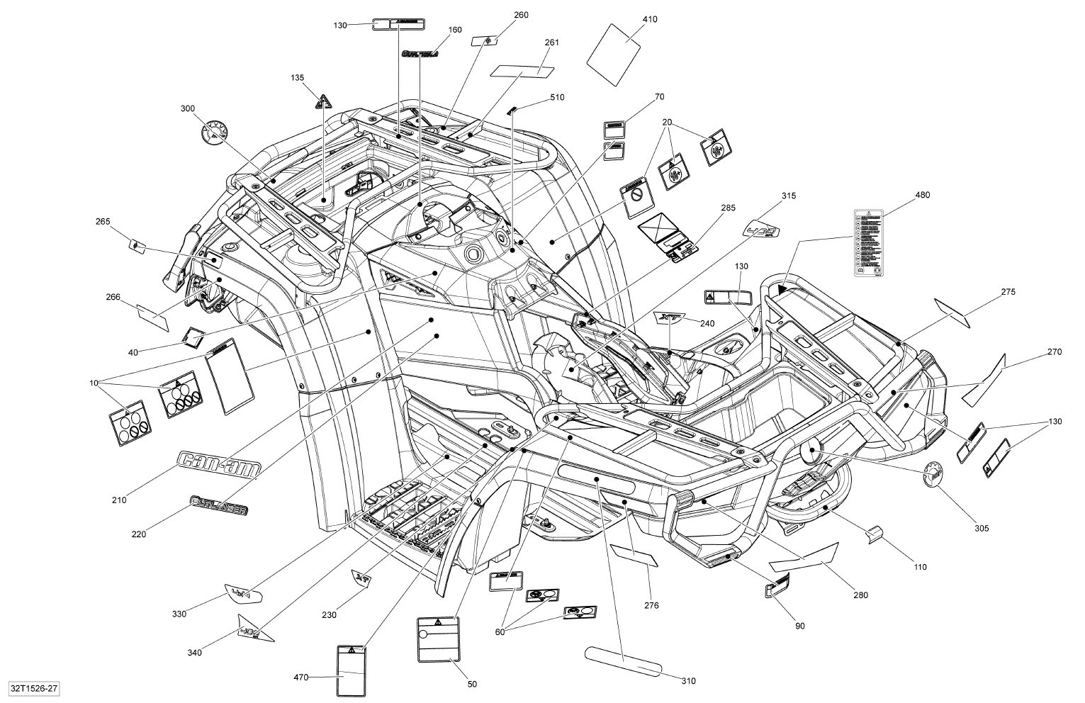 Fits 2011-2015 Can-Am Outlander 400 EFI / Outlander 400 EFI, STD(International only) / Outlander STD, XT, 400 EFI Decal Console, Outlander, OEM Part # 704902200