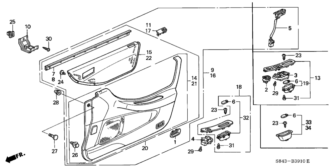 Honda New 1998-2000 Fits Honda Accord Pad Assy., R. FR. Door Center *B95L* (LEA) (LAPIS), Part # 83534-S87-A11ZA
