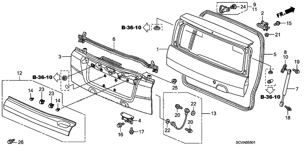 New 2009 Fits Honda Element Garnish Assembly, Rear License (Polished Metal Metallic), Part # 74890-SCV-A70ZC