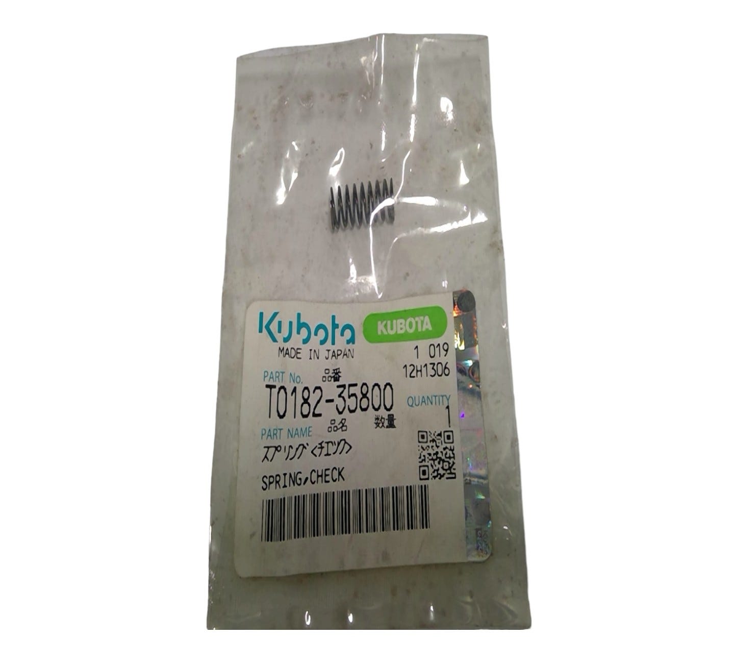 New Old Stock Spring, Check Part # T0182-35800 For Kubota Tractors