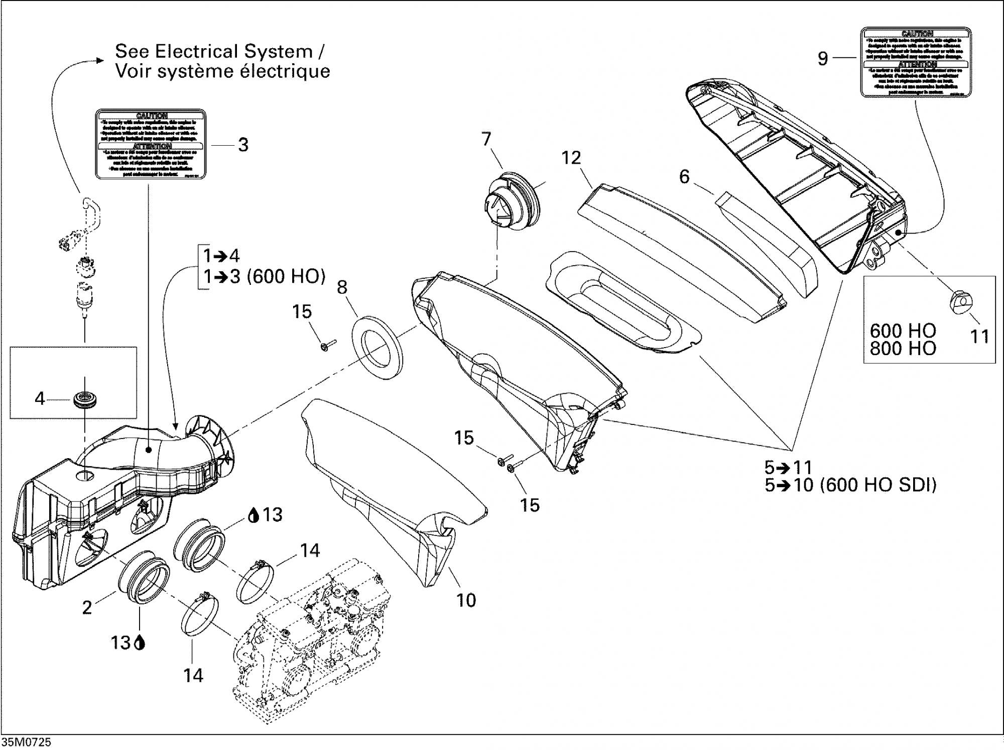 Fits 2003-2007 Ski-Doo GSX 500SS / GSX 600 HO Models Primary Chamber Ass'y Includes 1 To 4, OEM Part # 508000388