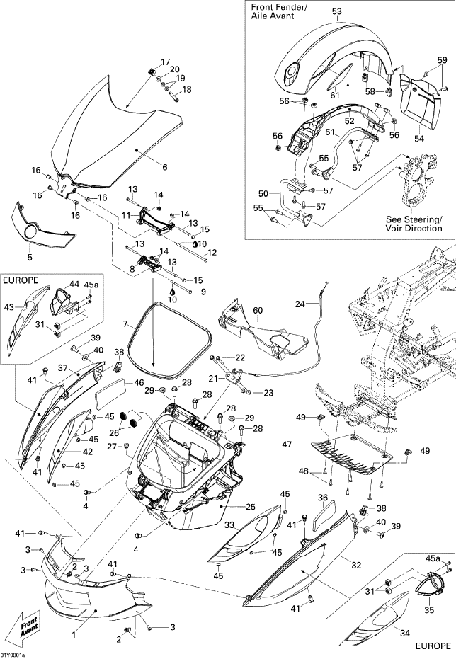 Fits 2008-2010 Can-Am Motorcycles Panel_Body Fl B-160, OEM Part # 705009440