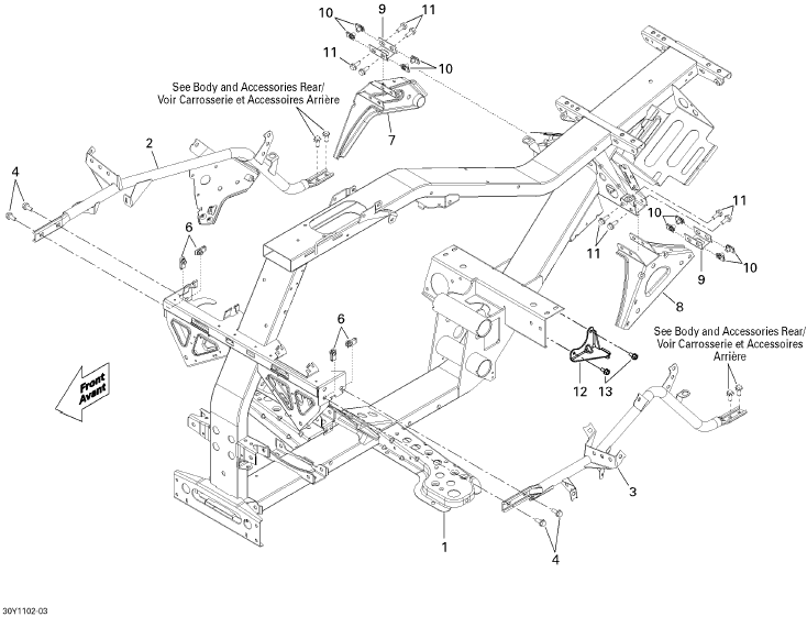 Fits 2010-2011 Can-Am Motorcycles LH Support, OEM Part # 705201638