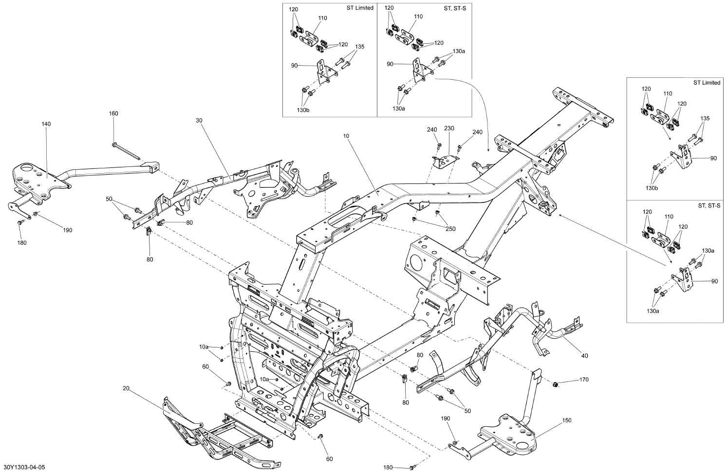 Fits 2013 Can-Am Spyder RS_RSS SE5 / Spyder RS_RSS SM5 LH Upper Side Support, OEM Part # 705203823
