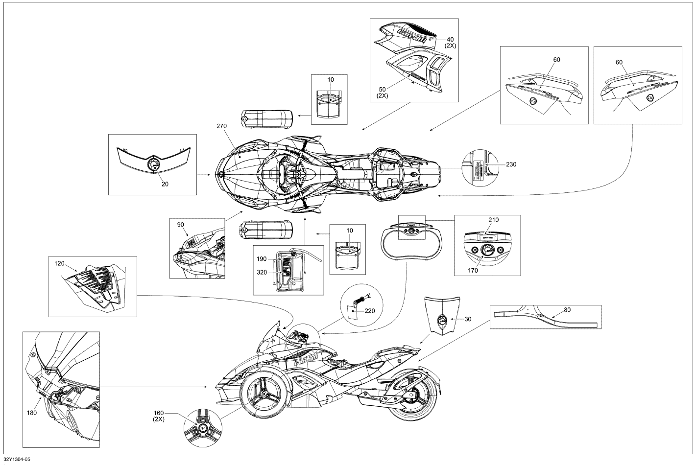 Fits 2013 Can-Am Spyder RT Limited SE5 / Spyder ST Limited SE5 Decal, Rotax Powered, OEM Part # 704903128