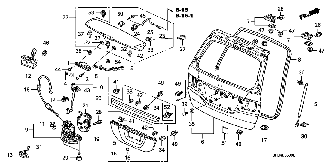 New 2008 Fits Honda Odyssey Garnish Assembly, Rear License (Baltic Blue Pearl), Part # 74890-SHJ-A31ZB